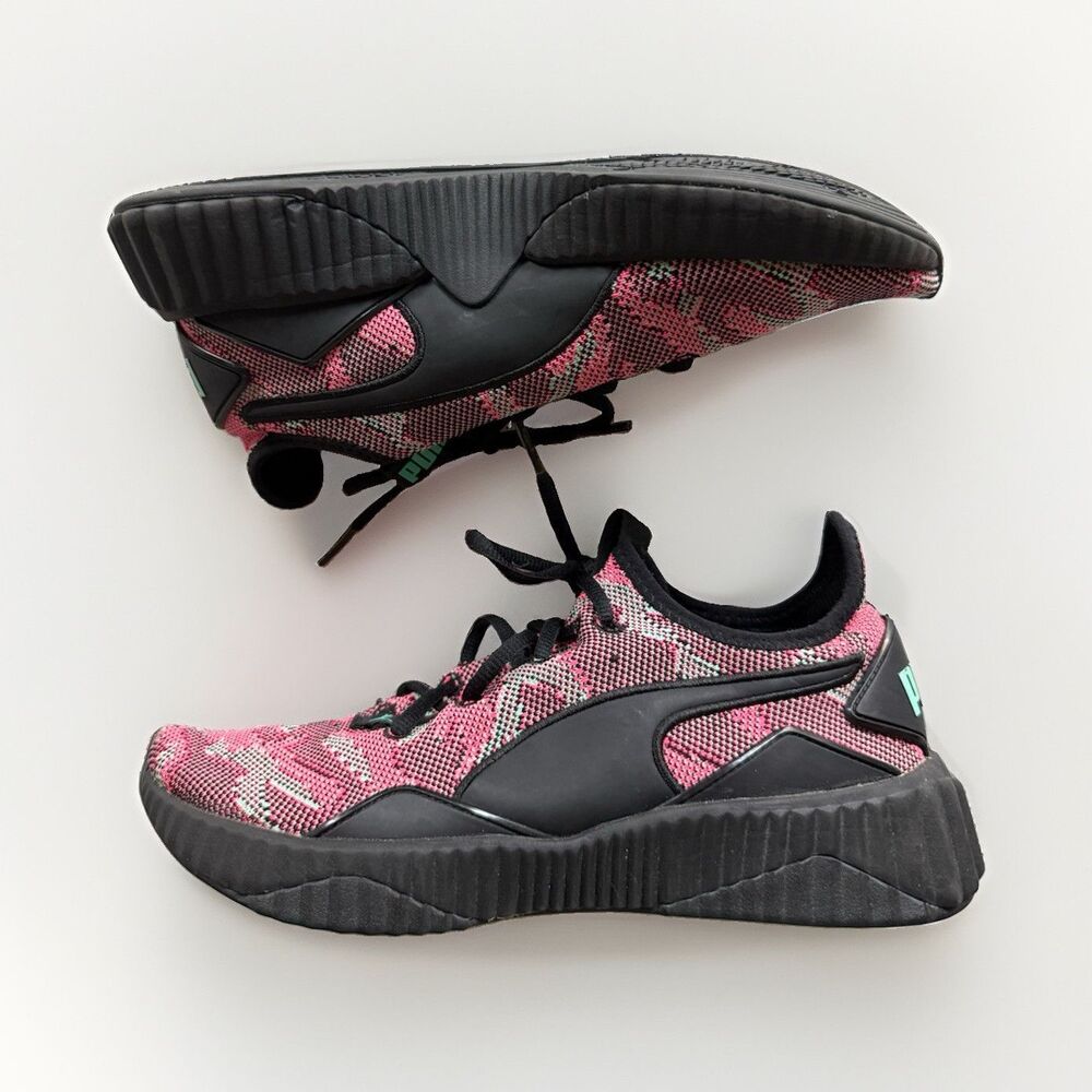 PUMA Women’s 8.5 Defy Street 1 Pink/Black/Gray Low Top Lace-Up Athletic Sneakers